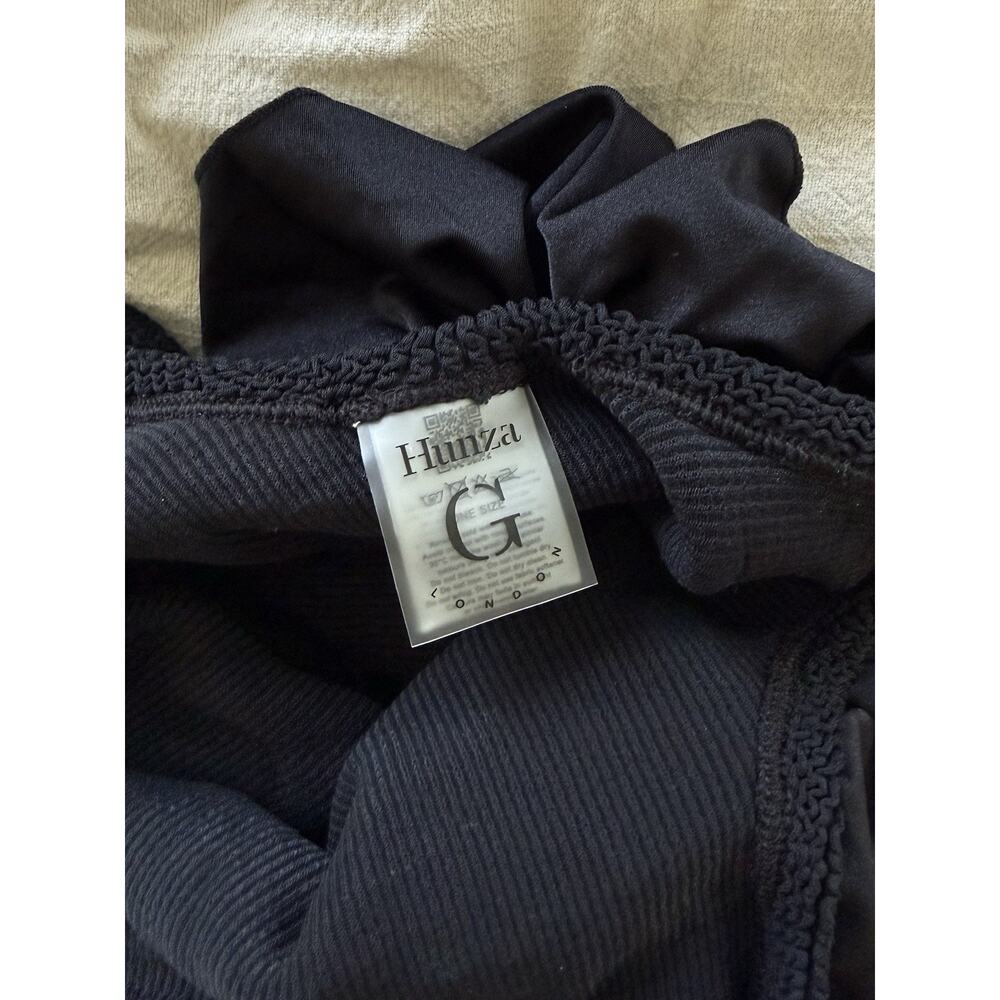 Hunza G Black Crinkle One Piece Swimsuit Ruffle Waist One Size w/ Dust Bag - Picture 5 of 6